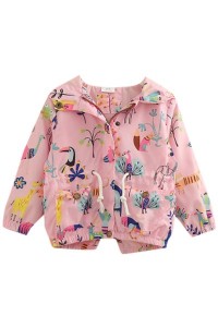 SKCC004 design printed zipper coat for girls children's wear hooded coat children's wear specialty store side view